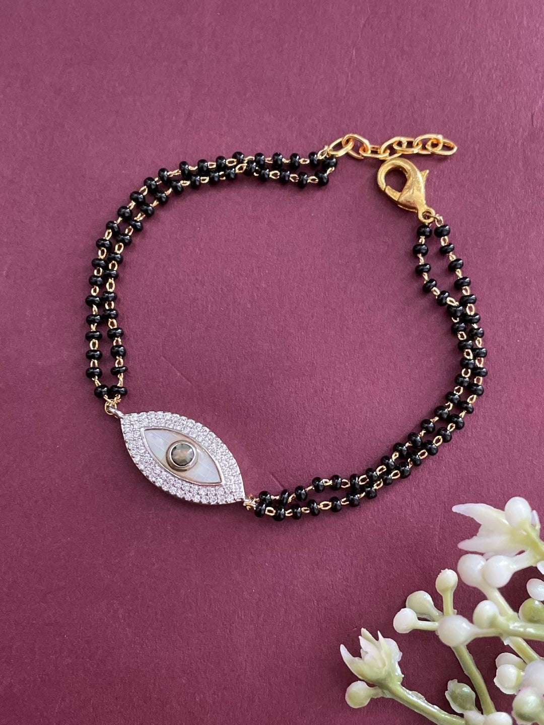 Gold Plated Evil Eye Adjustable Mangalsutra Bracelet