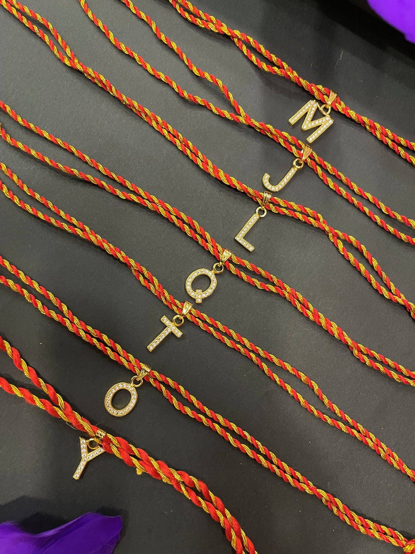A-Z Letter AD Red Thread Rakhi Lumba+Free Chain
