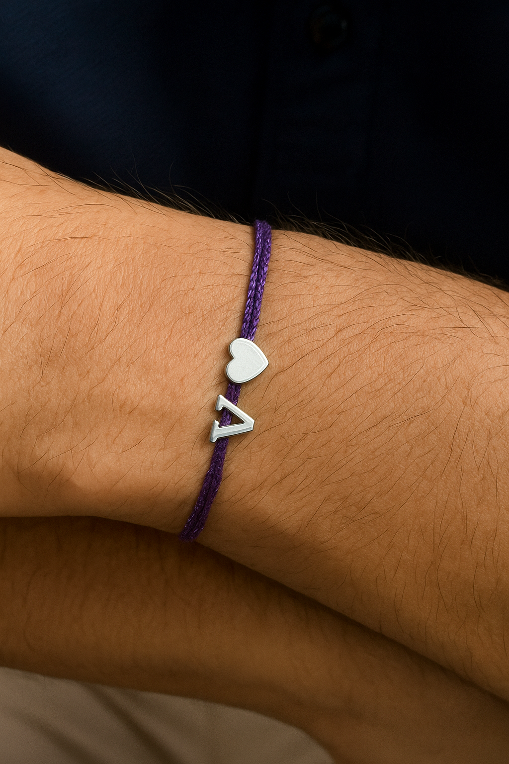 A-Z Letter Silver Heart Charm Rakhi Lumba