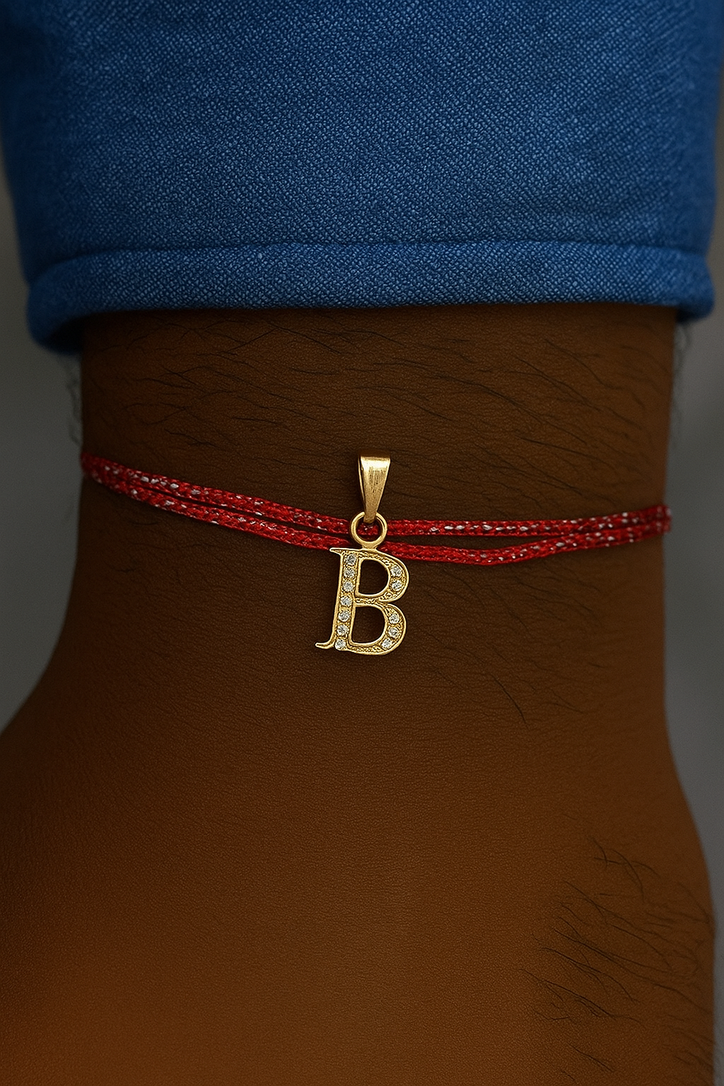 A-Z Letter AD Initial Maroon Thread Rakhi+Free Chain