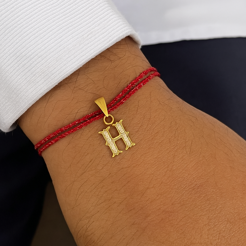 A-Z Letter AD Initial Maroon Thread Rakhi+Free Chain