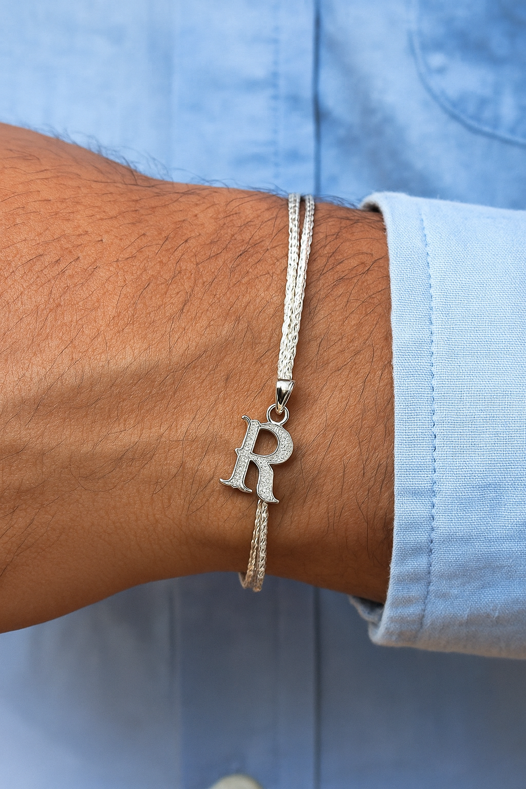 A-Z Roman Letter AD Thread Rakhi Lumba+Free Necklace Chain
