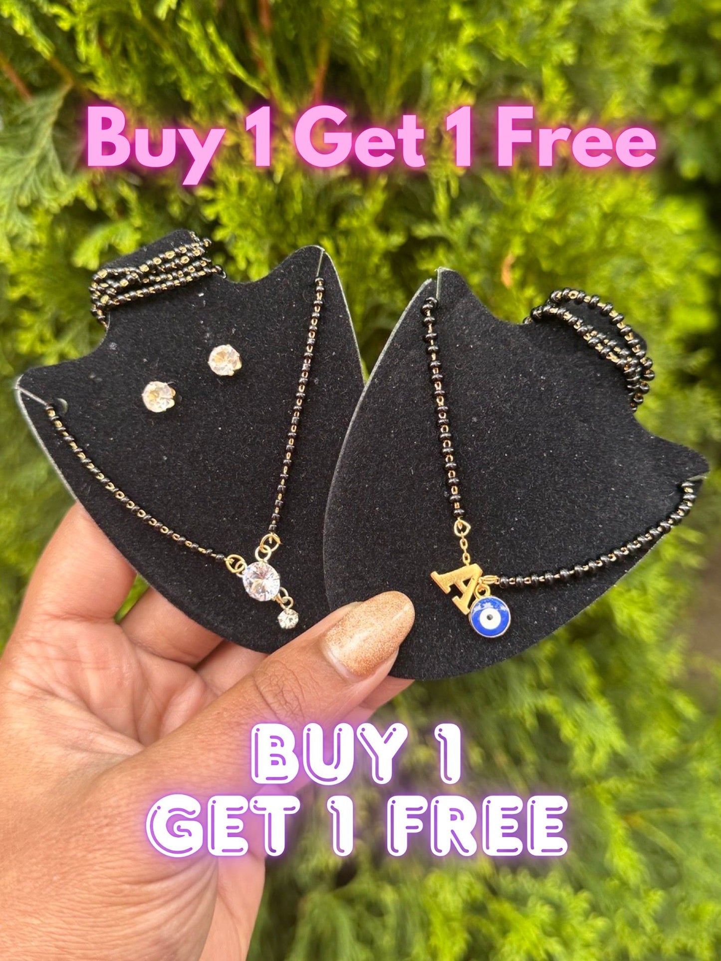 BUY 1 GET 1 FREE - (Combo of 2) A-Z Letter Mangalsutra Evil Eye | Short Diamond Mangalsutra Set with Earrings