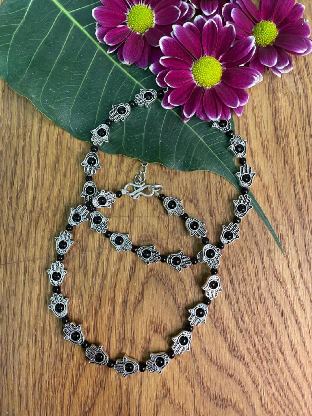 Antique German Oxidised Silver Anklets Hamsa beads Payal Silver Plating Pazeb Foot Jewellery
