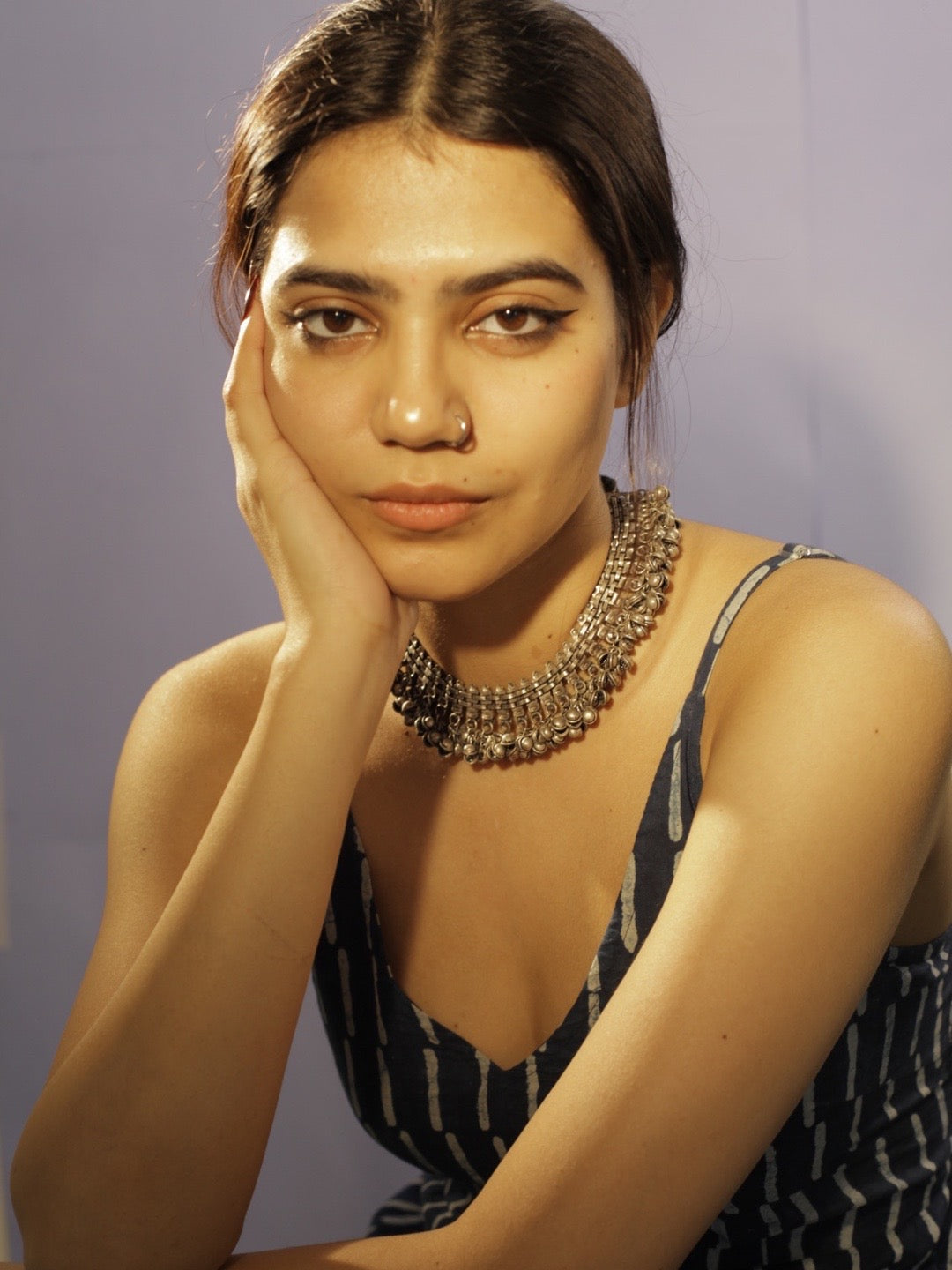 Oxidized Silver Afghani Choker Necklace Set