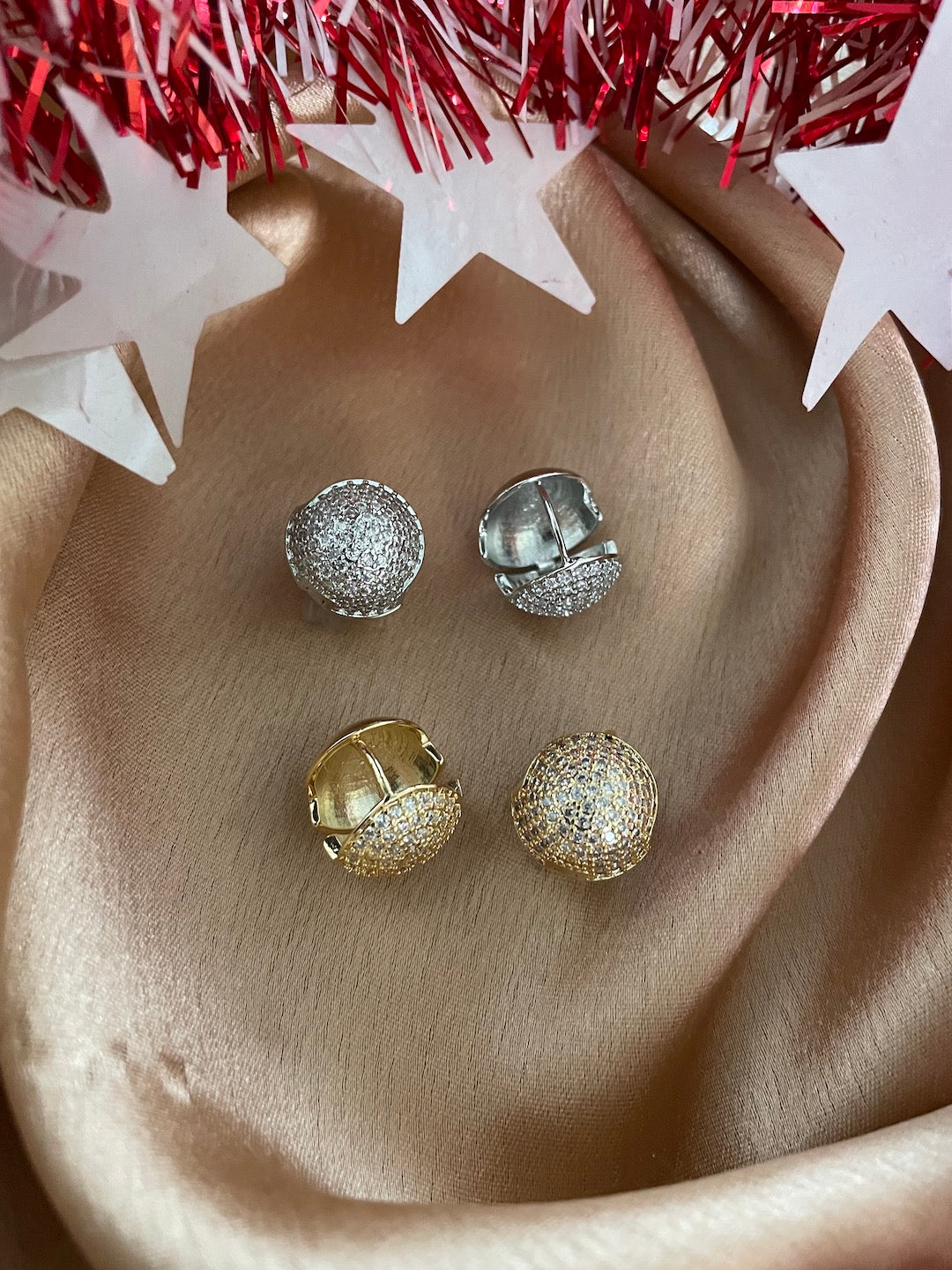 Round Shaped Stud AD CZ Earrings