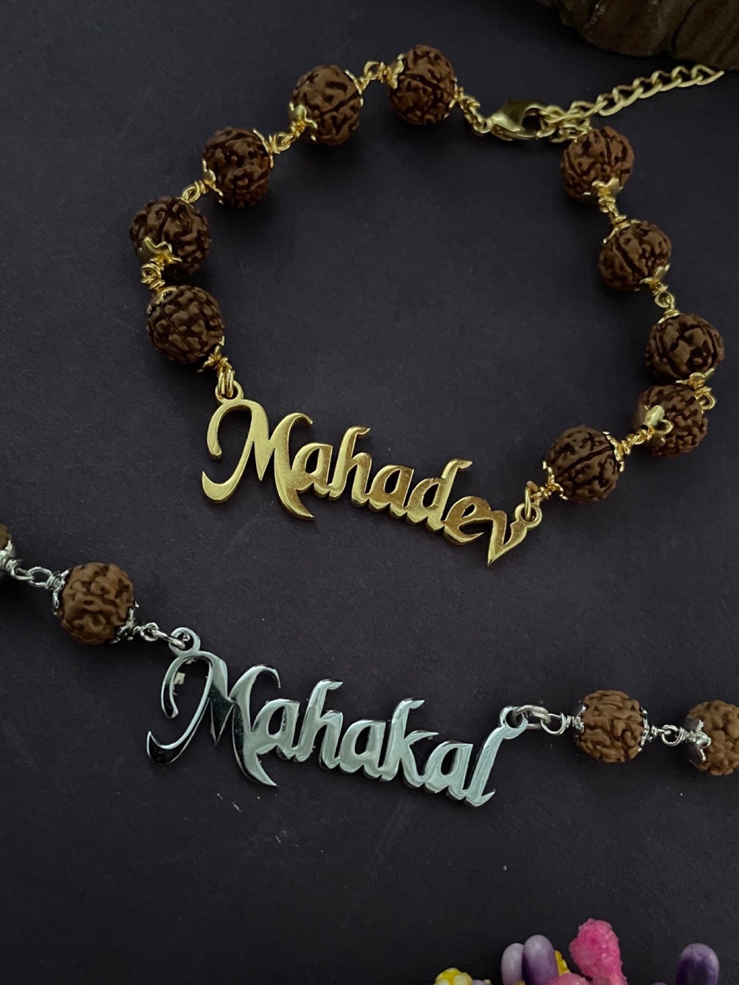 Gold/Silver Plated Mahadev Pendant Rudraksha Bracelet