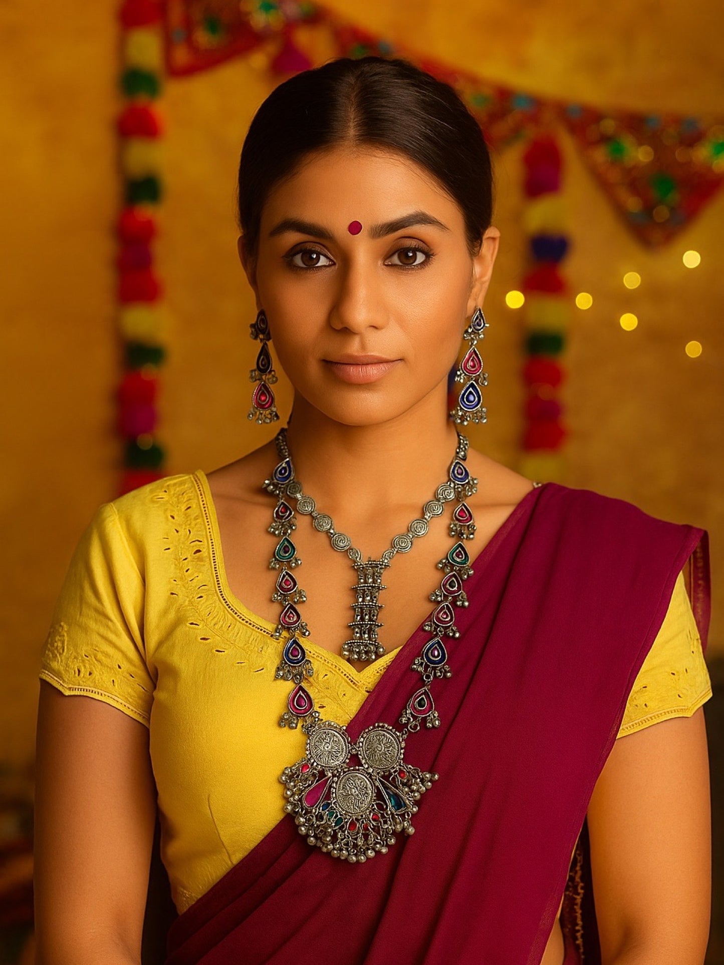 2 Layer Afghani Choker Necklace Set