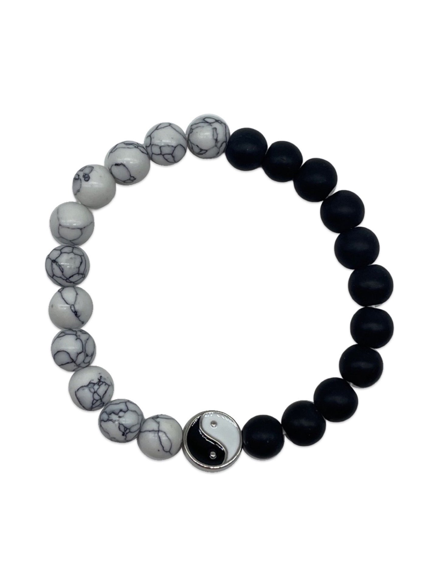 Ying Yang Friendship band with Volcanic and Marble Beads