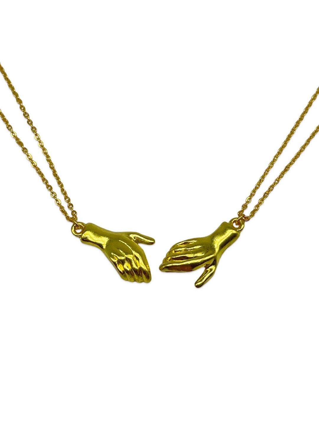 (Set of 2) Gold Plated Hand Holding Magnet Bracelets