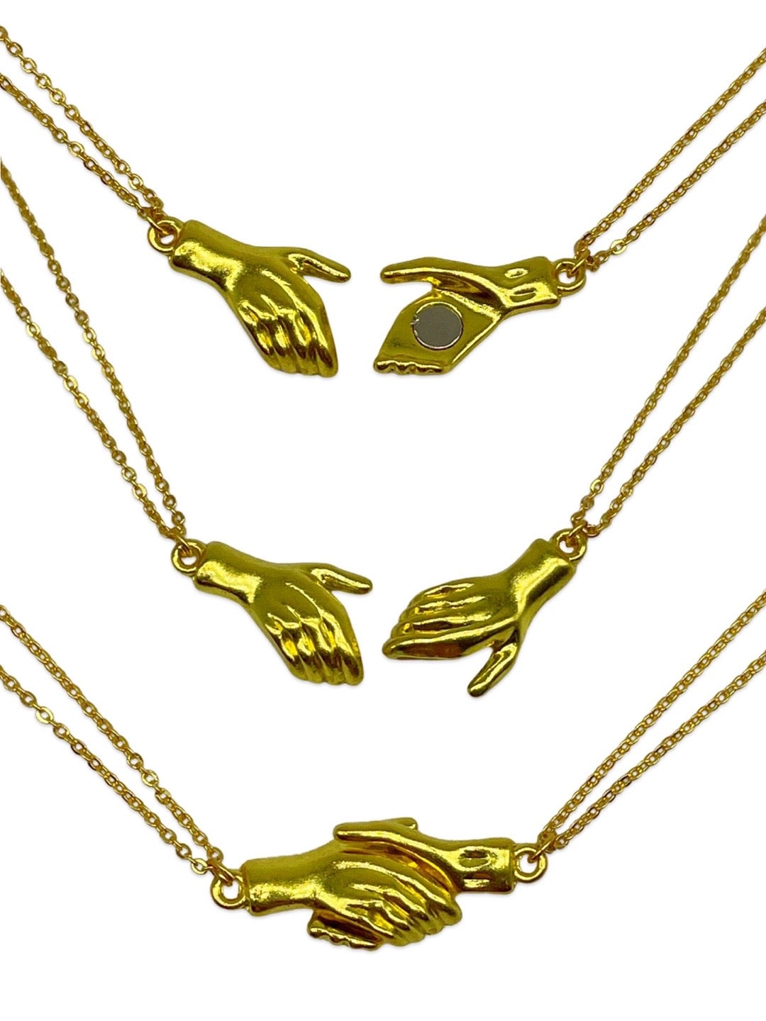 Gold Plated Hand Holding Magnet with Evil Eye & Charm Adjustable Bracelet