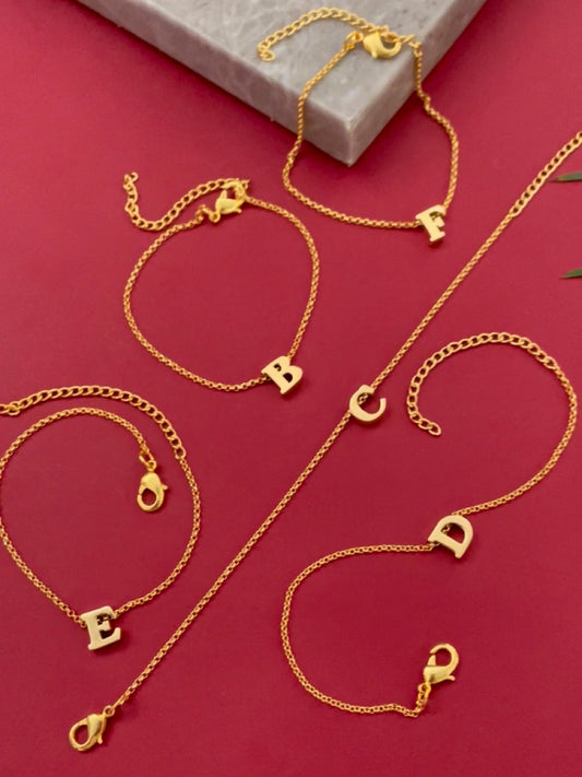 A-Z Letter Gold Plated Adjustable Bracelets
