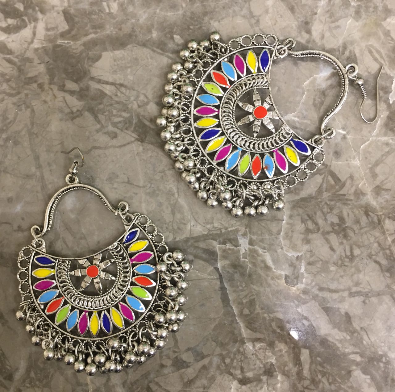 Beautiful Silver Plated Jingling Chand bali Earring for Women and Girl