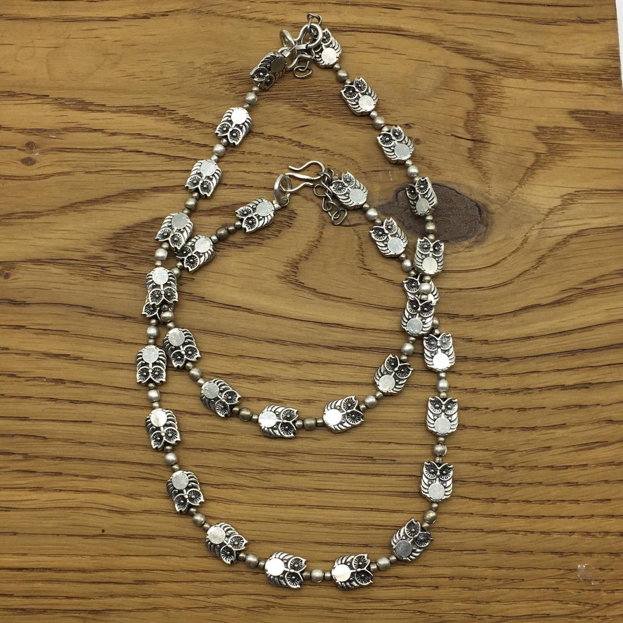 Digital Dress Room Silver Plated Owl Payal Anklet