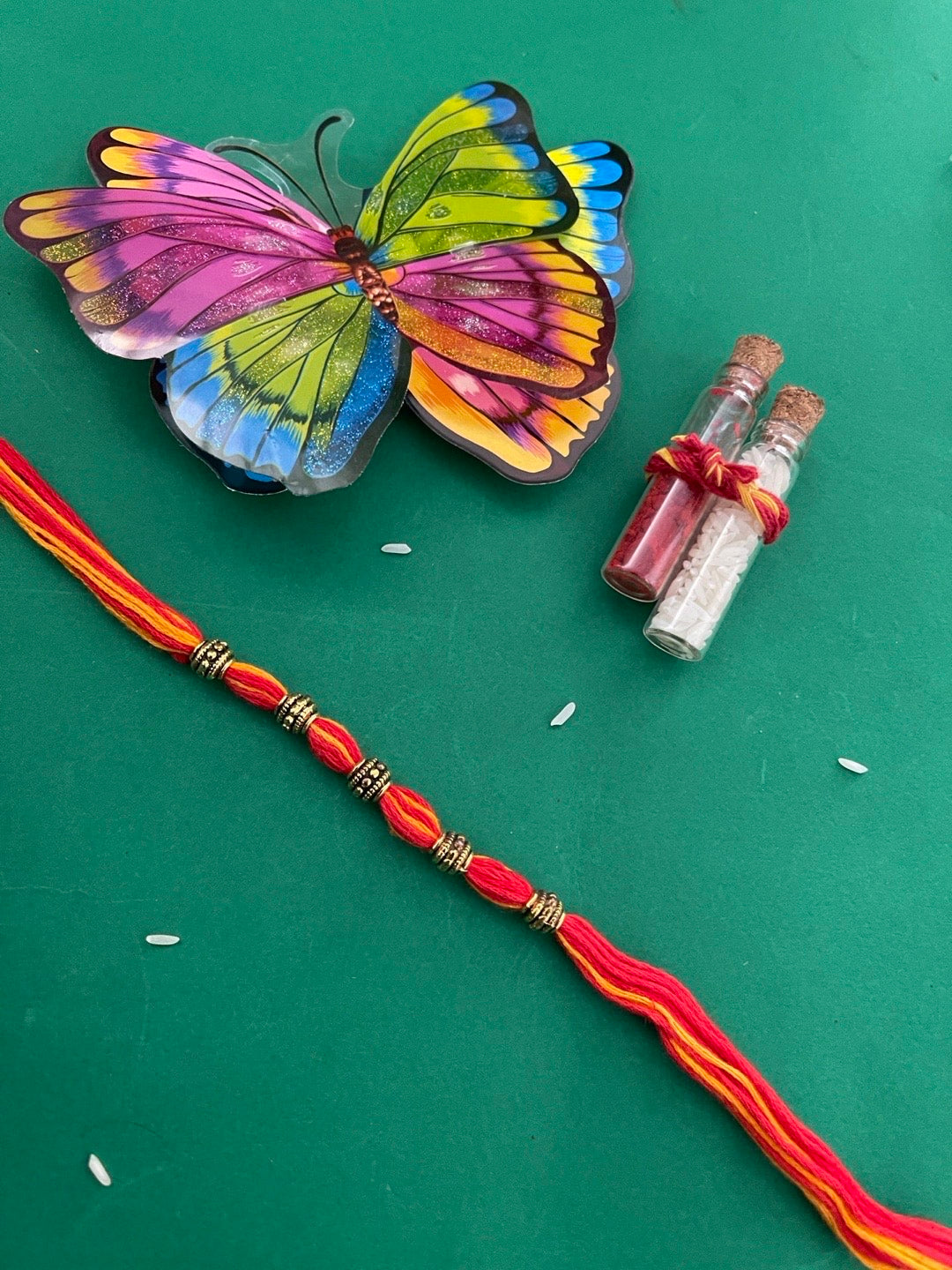 Simple Beads Rakhi With Multicolor Thread Rakhi For Raksha Bandhan