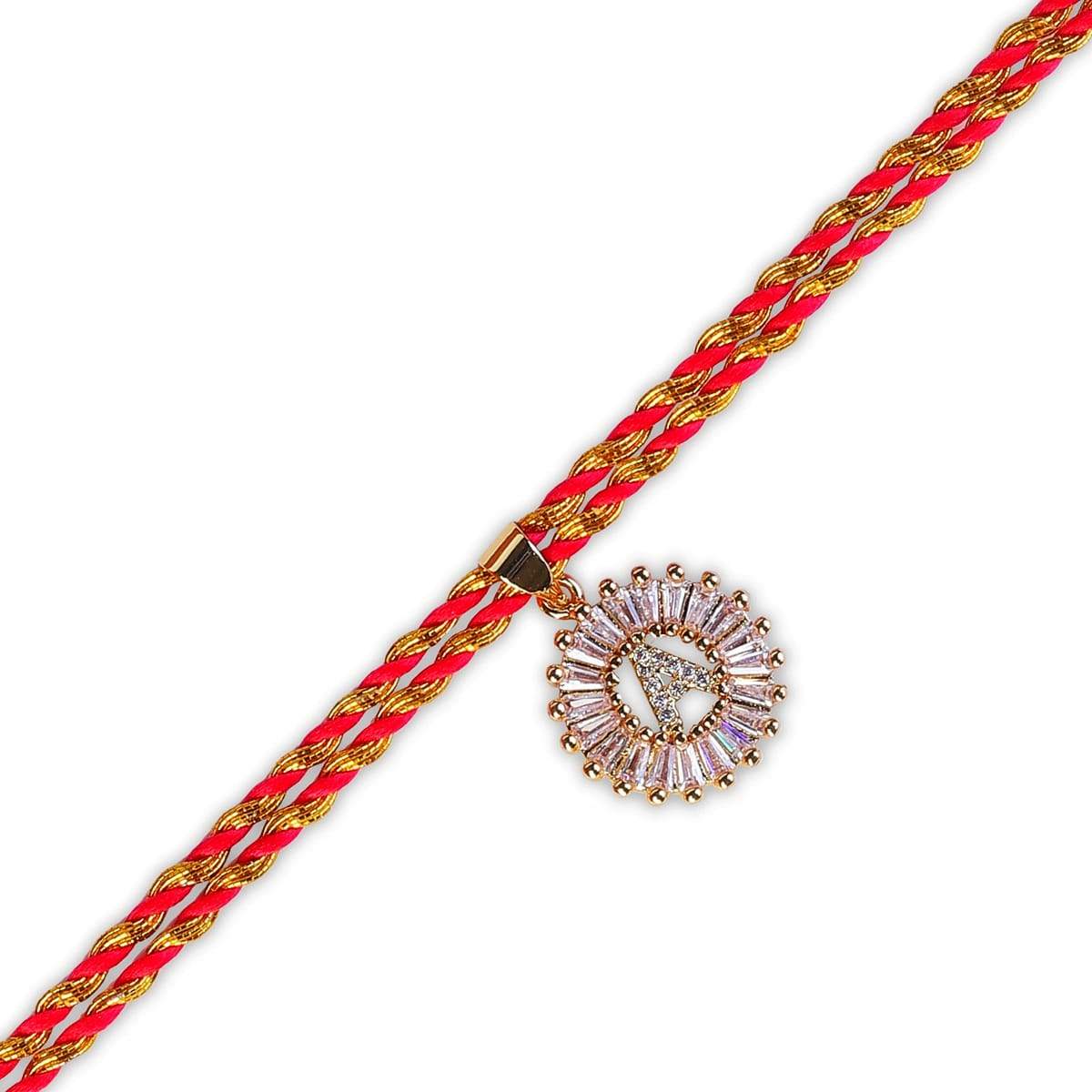 Digital Dress Room Name Letter A Designer Fancy Rakhi Set for Men American Diamond Rakhis Bhai Bro Brother | Rakhi Necklace Gift for Bhabhi Bhaiya