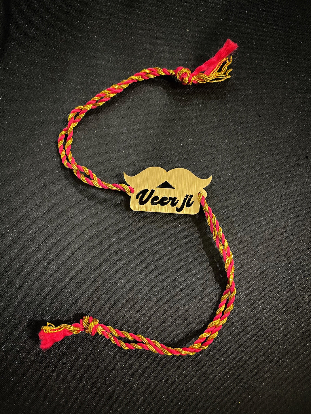 Fancy Rakhi Design Funky Slogan Moustache/Muchchad Veerji Multicoloured Mauli Raksha Bandhan