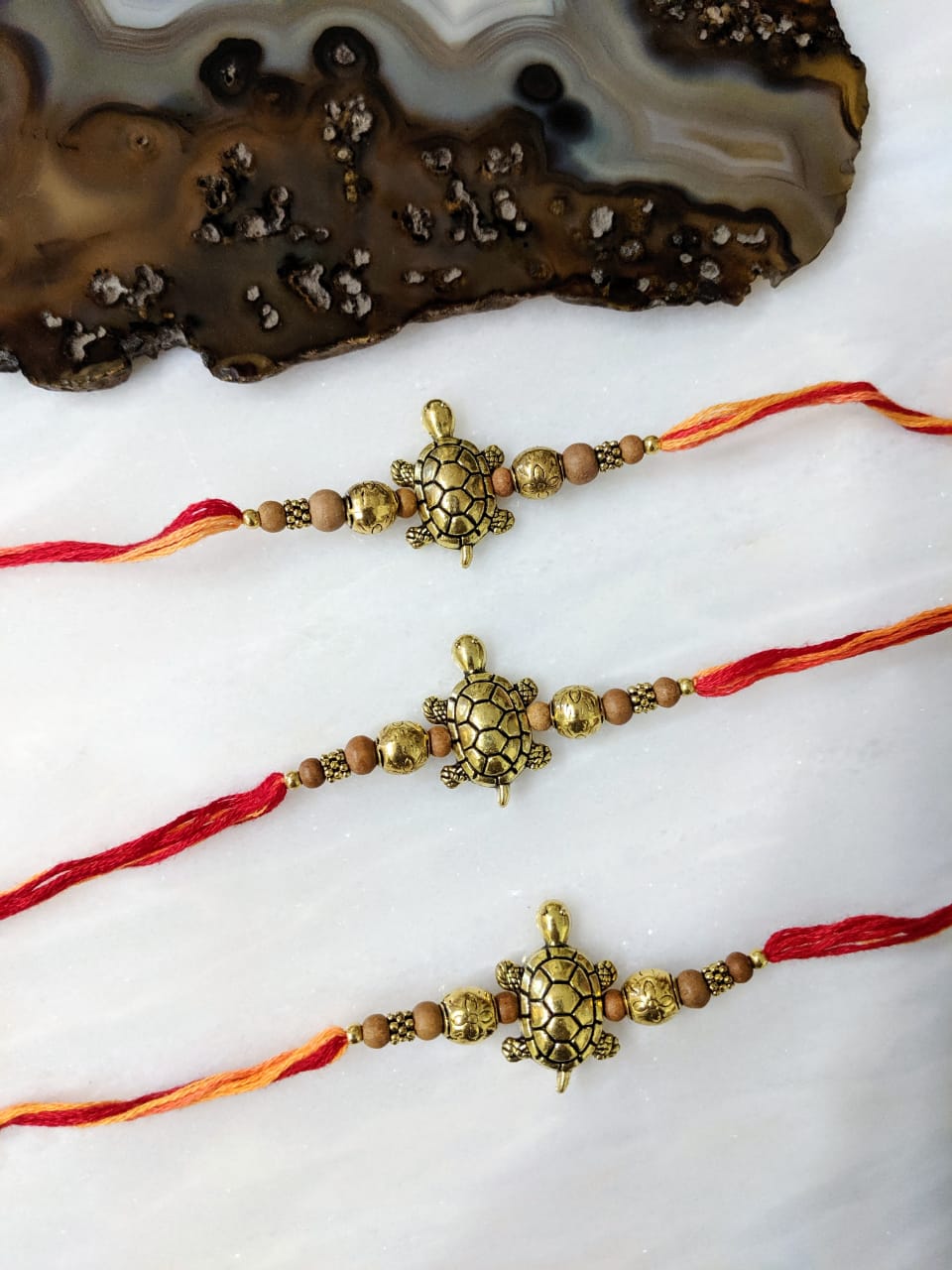 Digital Dress Room (Set of 3) Tortoise Rakhi for Men Gold Plated Multicolor Thread Rakhi