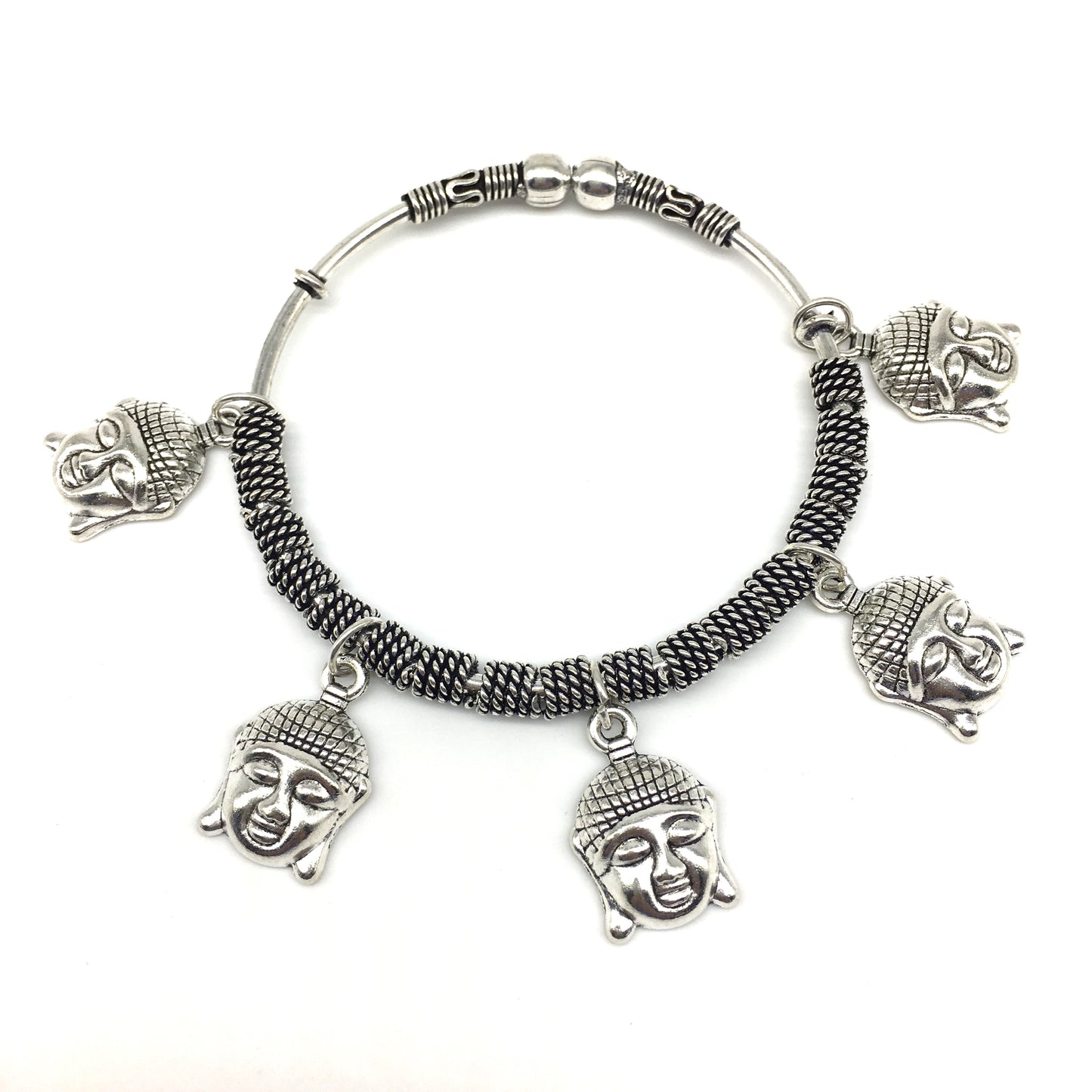 Digital Dress Room Silver Buddha Charm Bangle