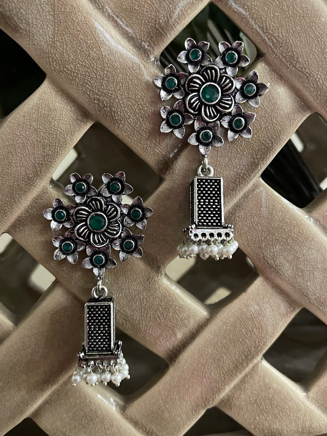 German Silver Oxidized Earrings