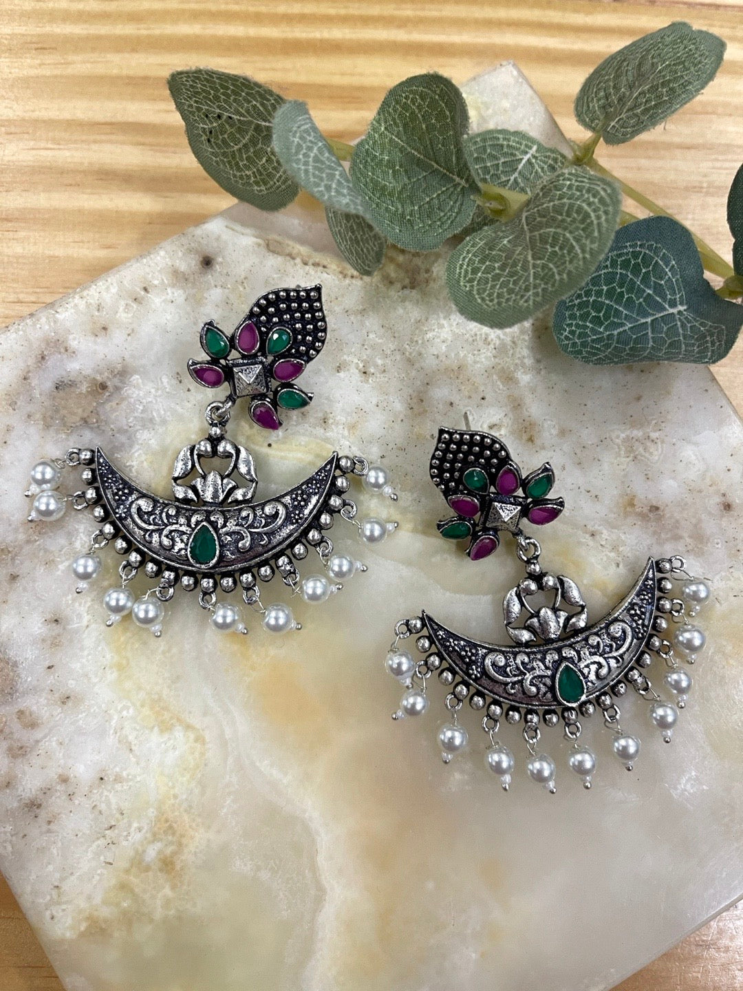 German Silver Oxidized Earrings
