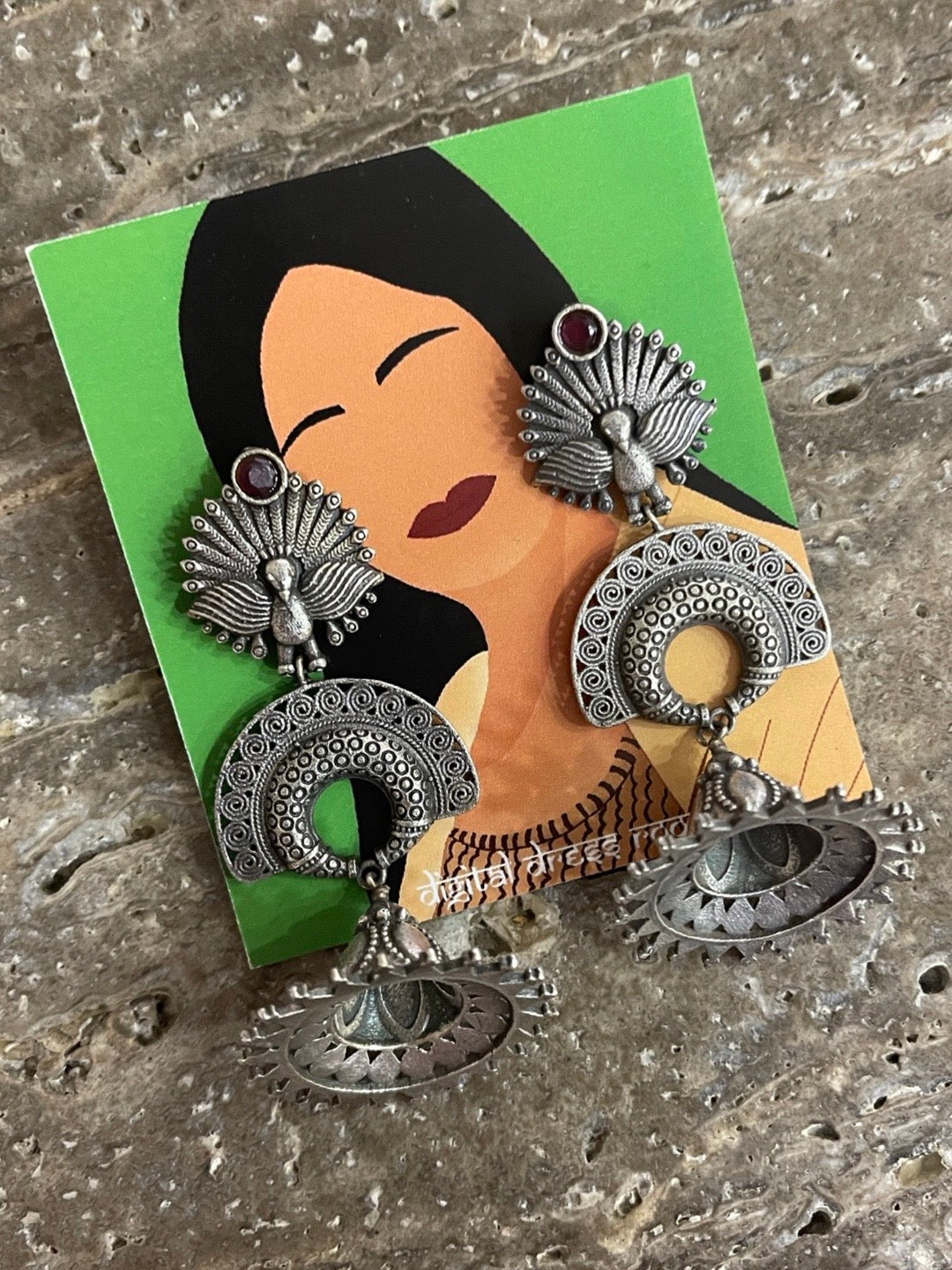 German Silver Oxidized Earrings