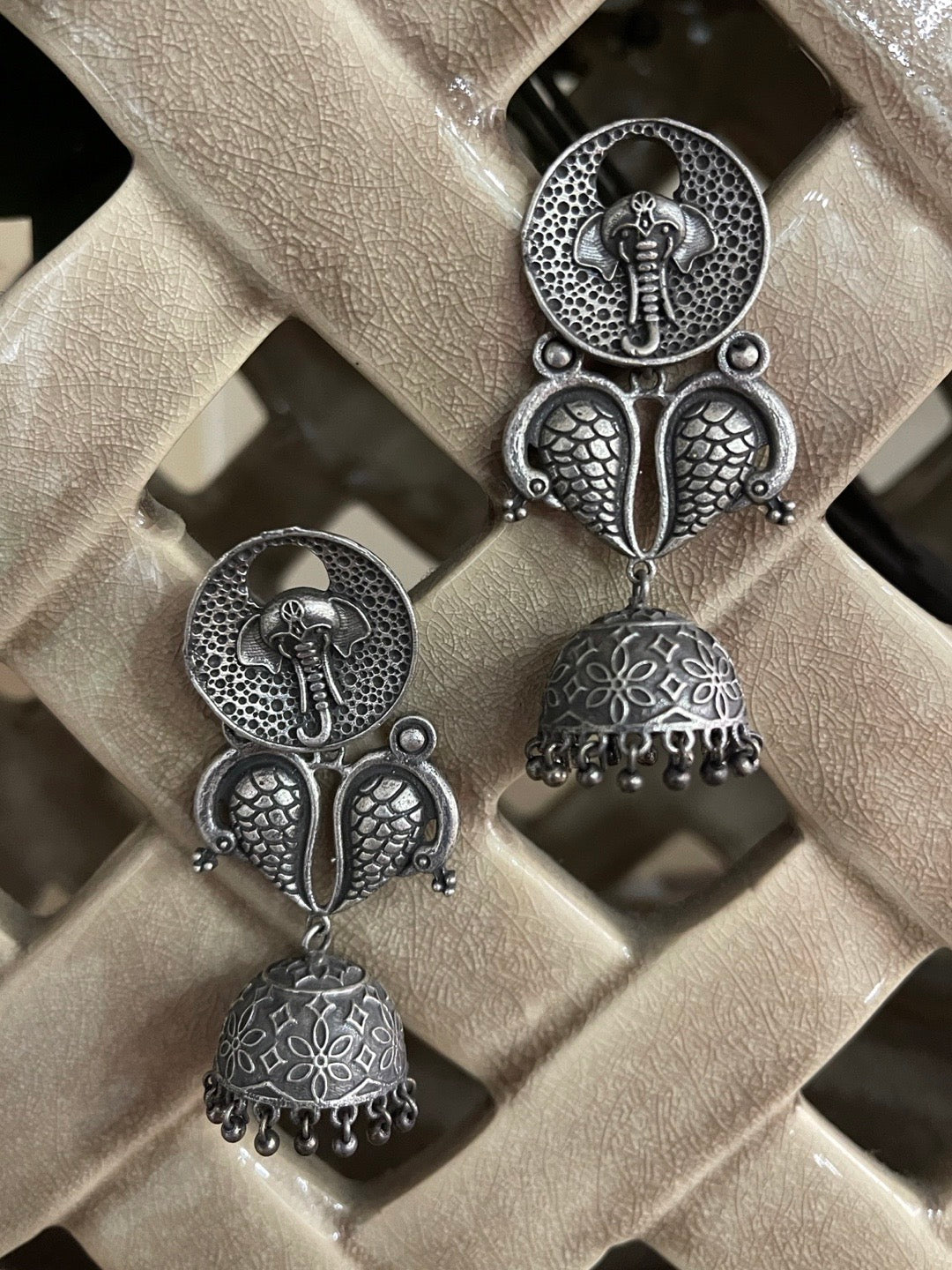 German Silver Oxidized Earrings
