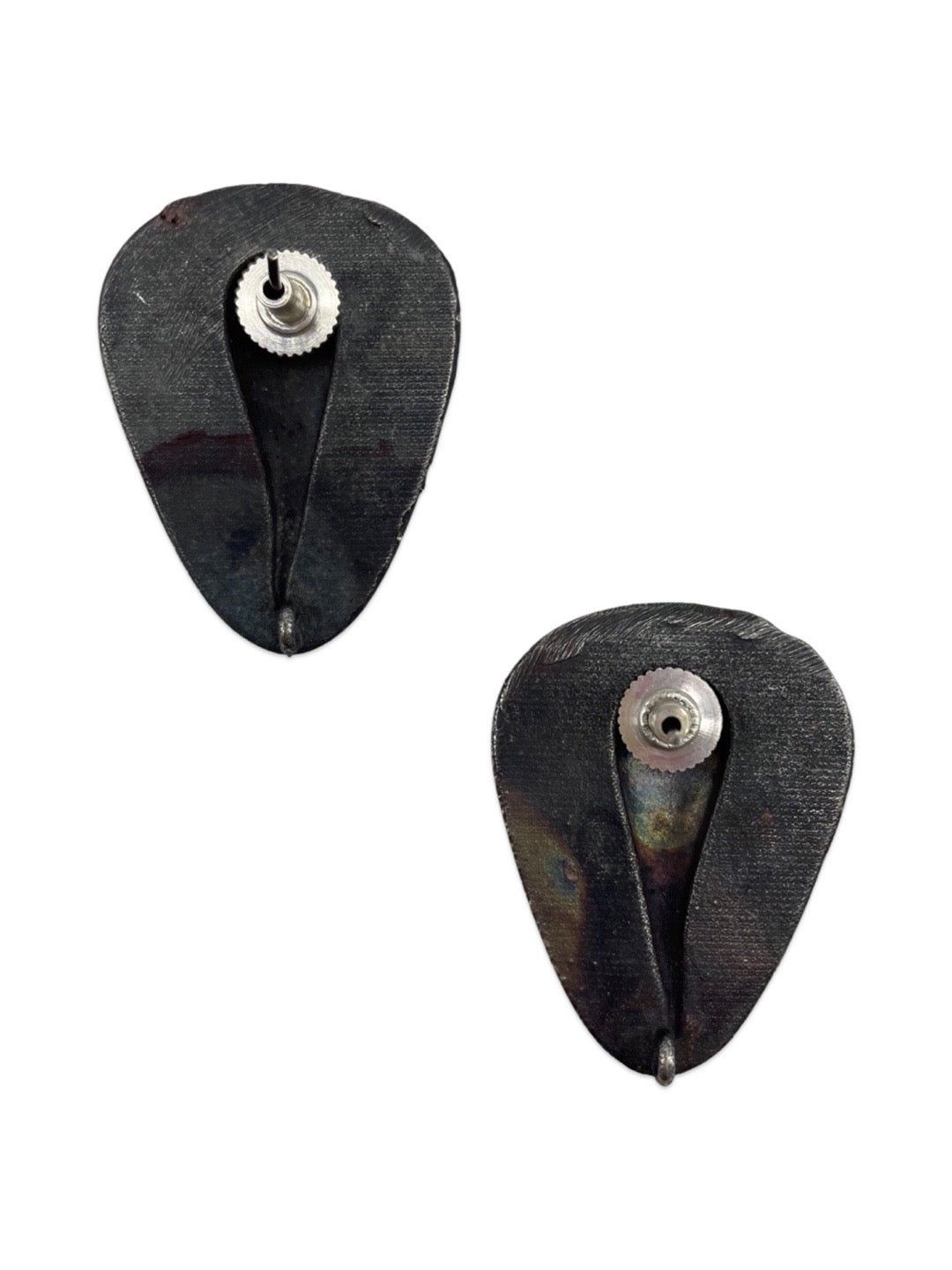 German Oxidized Silver Stud Elephant Embossed Earrings