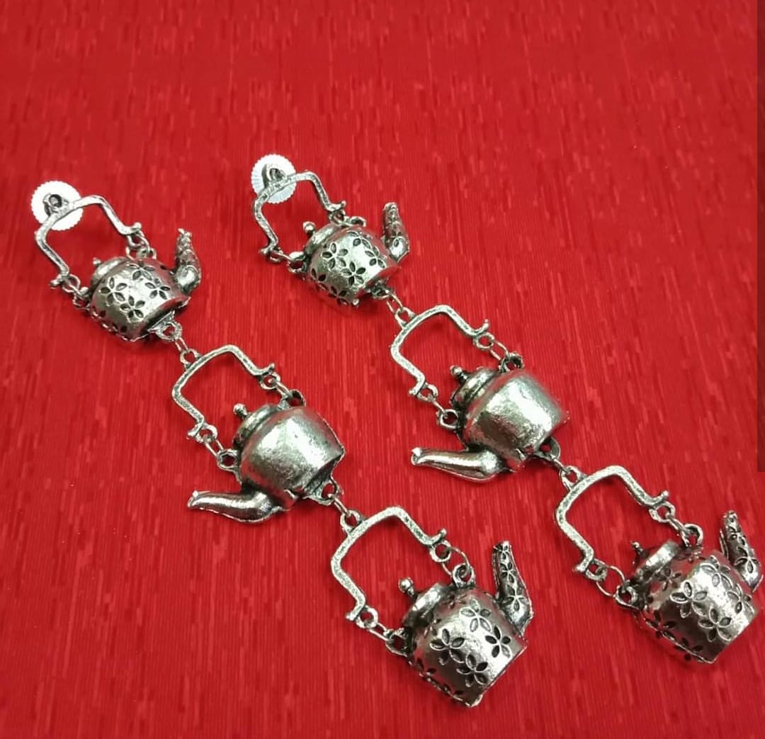 Digital Dress Room Afghani Tribal Bohemian Teapot Antique Jaipuri Jhumki Earrings