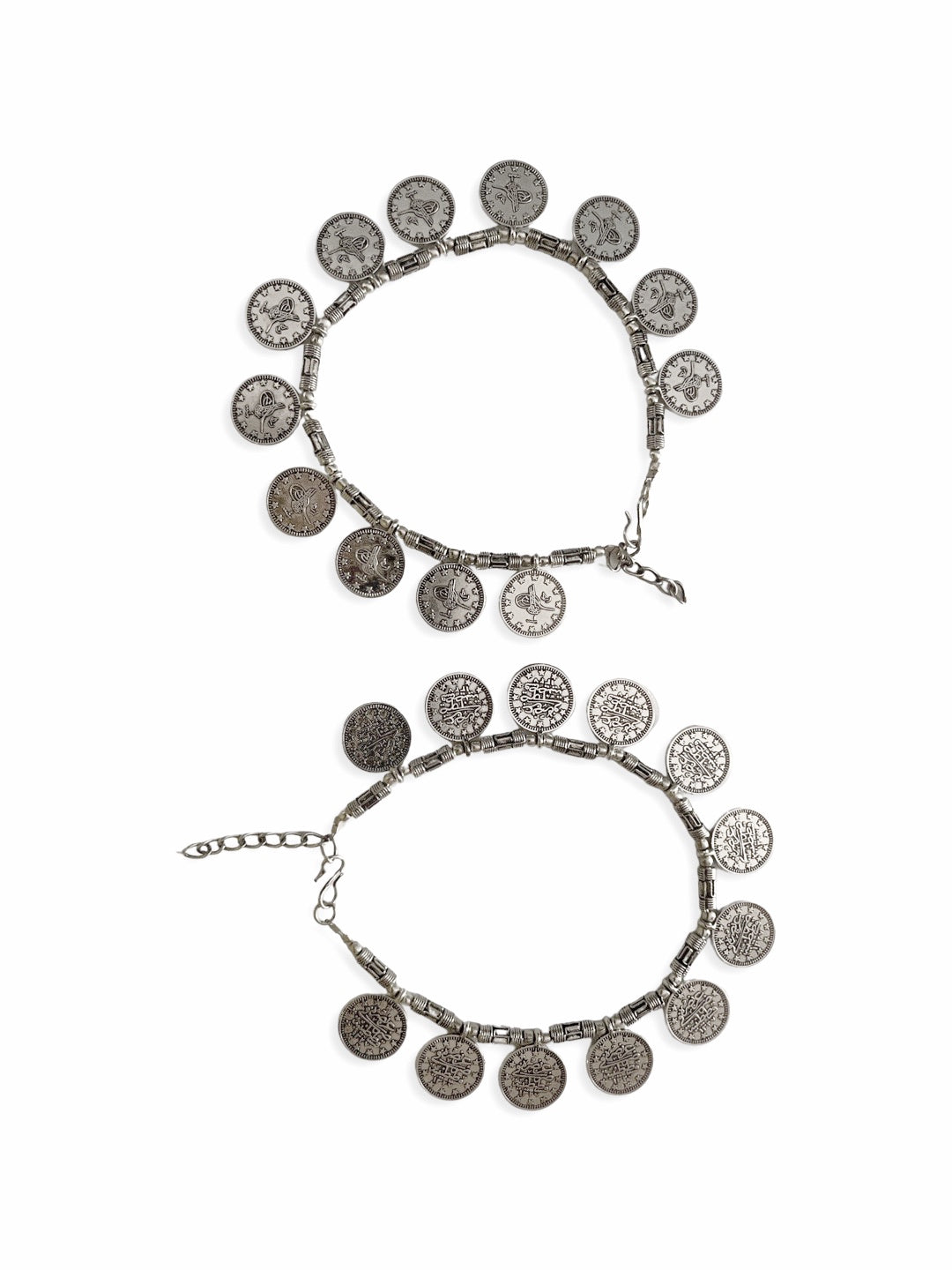 German Oxidised Silver Anklets Engraved Arabic Payal Design Silver Plating With Beads Foot Jewellery
