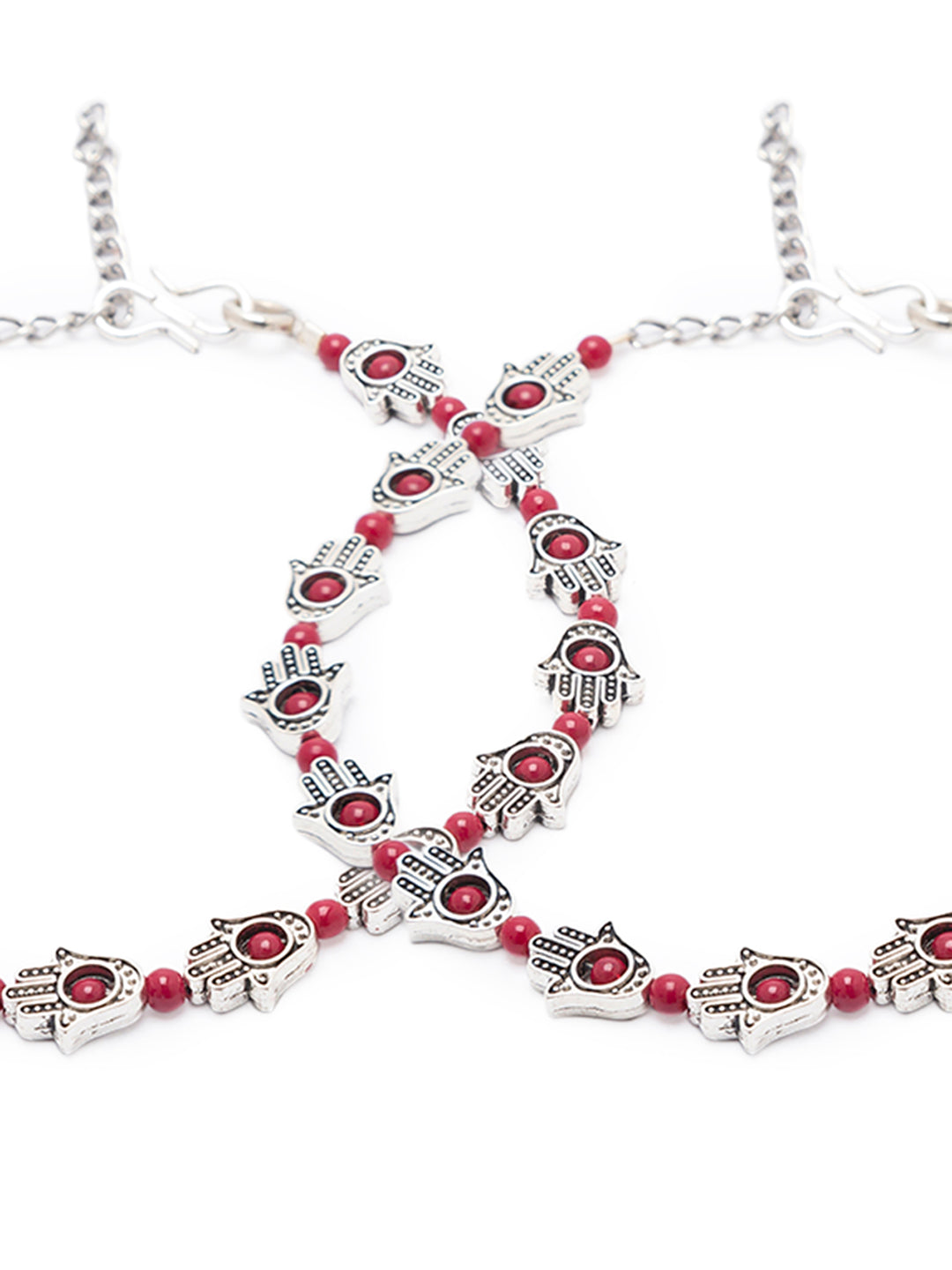 Antique German Oxidised Silver Anklets Hamsa beads Payal Silver Plating Pazeb Foot Jewellery