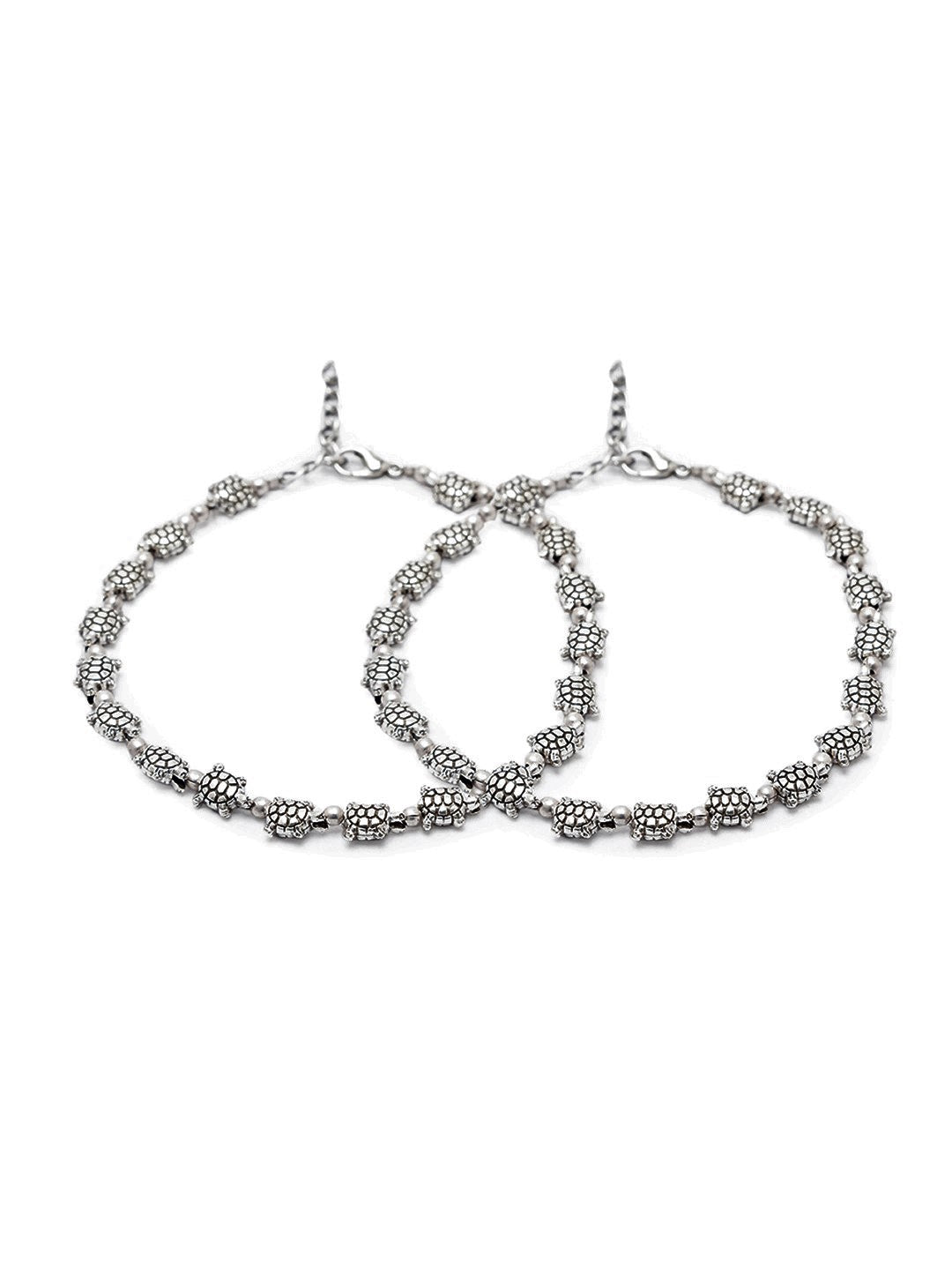 Digital Dress Room Silver Tortoise Payal Anklet