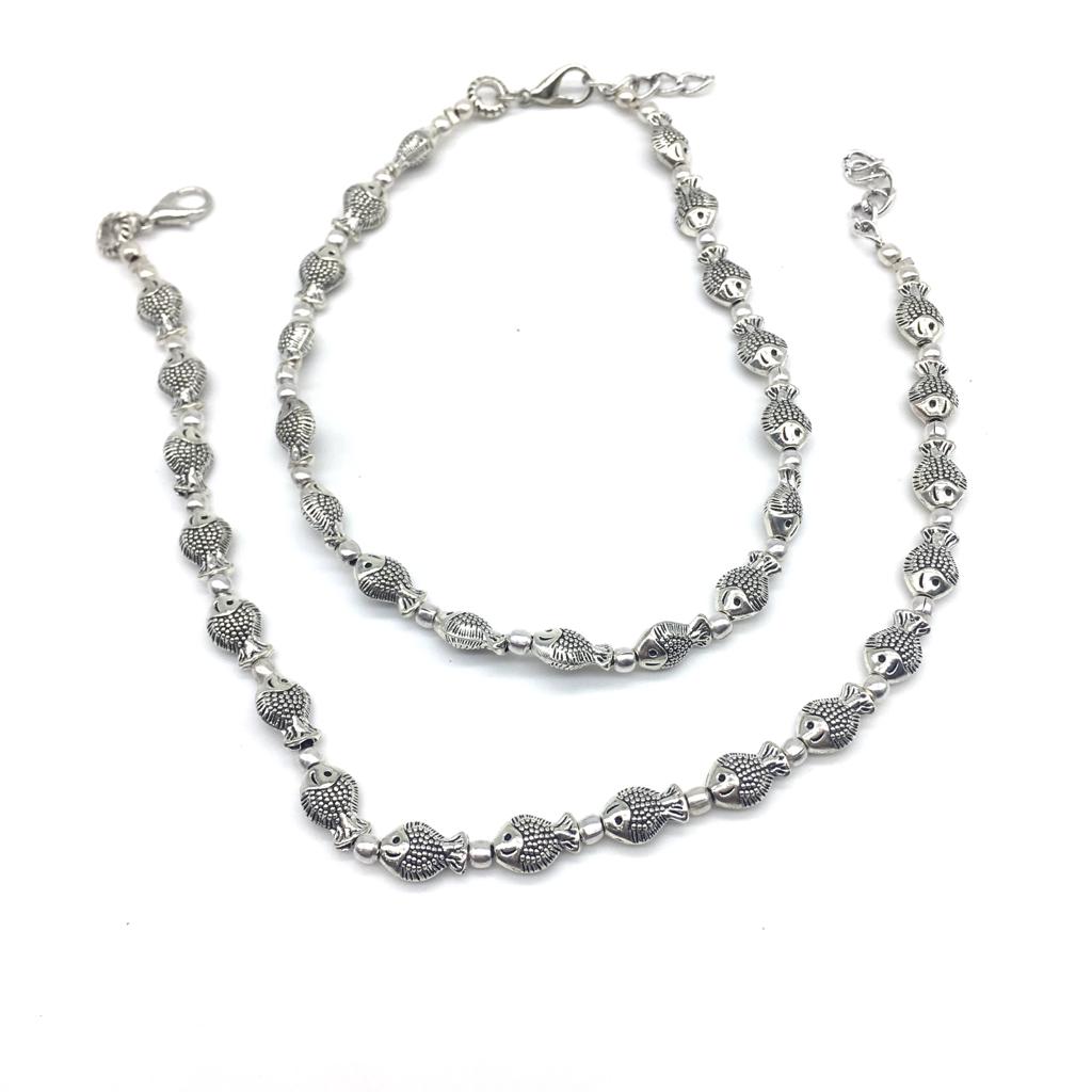 Digital Dress Room Silver Plated Anklets with Fashion Designer Indian Fish Style Anklets Payal