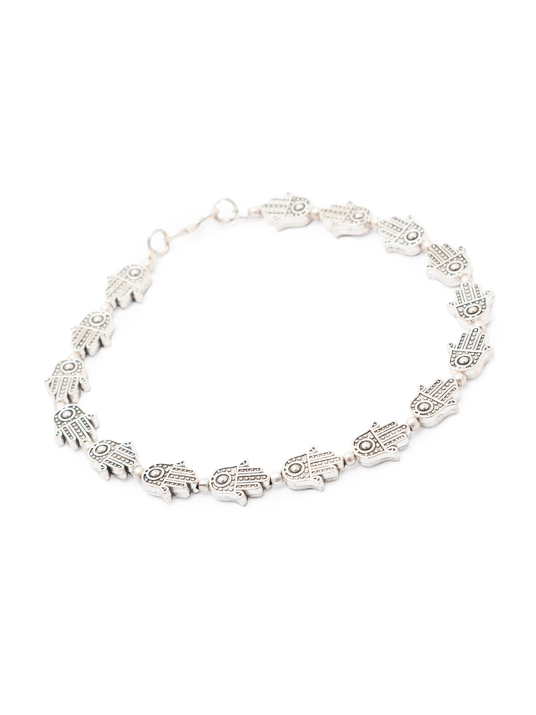 German Oxidised Silver Anklets Hamsa Beads Payal Silver Plating Ethnic Style Paijan Foot Jewellery