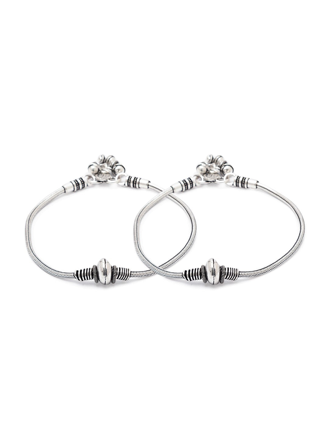German Oxidised Silver Anklets Maharashtrian Payal Silver Plating Big Beads Ghungroo Foot Jewellery