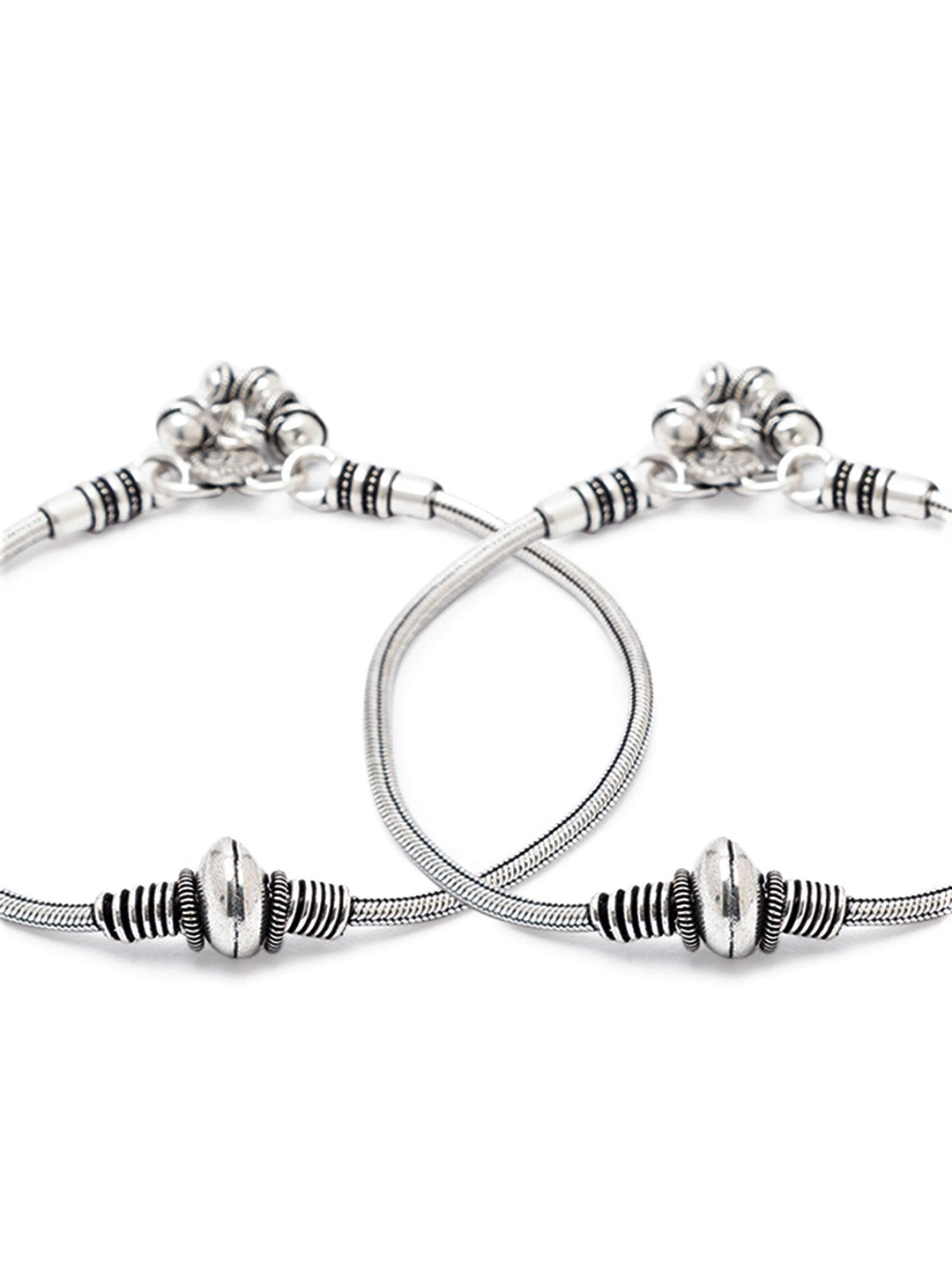 German Oxidised Silver Anklets Maharashtrian Payal Silver Plating Big Beads Ghungroo Foot Jewellery