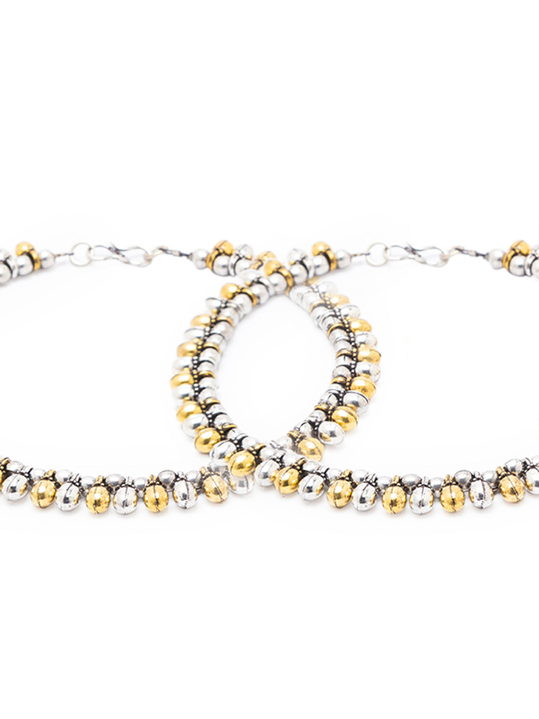 German Oxidised Silver Anklets Gold/Silver Plating Payal With Beads/Ghungroo Paijan Foot Jewellery