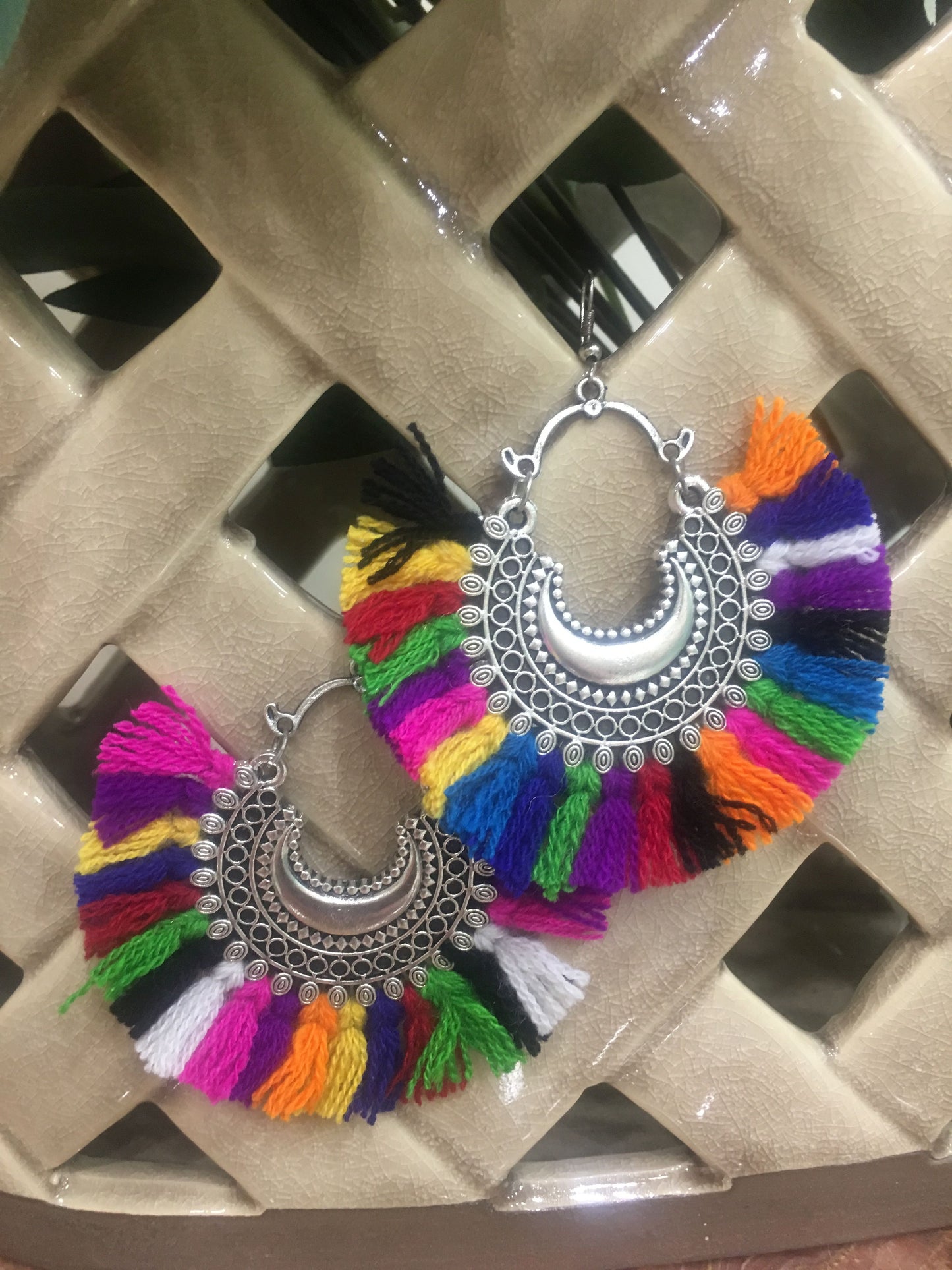 Digital Dress Room Multi color Silver Chandbali