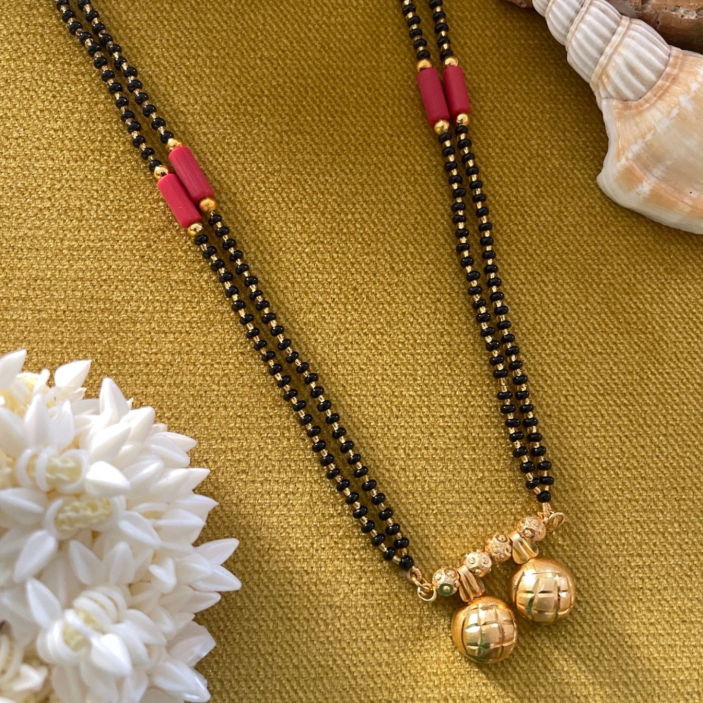 Long Mangalsutra Designs Gold Plated Latest Vati Pendant Double Layer Mangalsutra