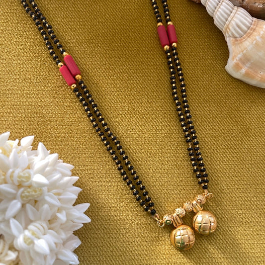 Long Mangalsutra Designs Gold Plated Latest Vati Pendant Double Layer Mangalsutra