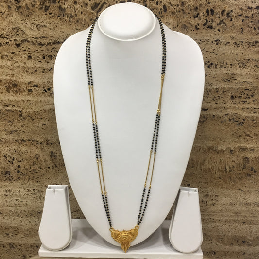 Digital Dress Room Long Mangalsutra Designs Gold Plated Latest Pendant 2 Line Traditional Mangalsutra
