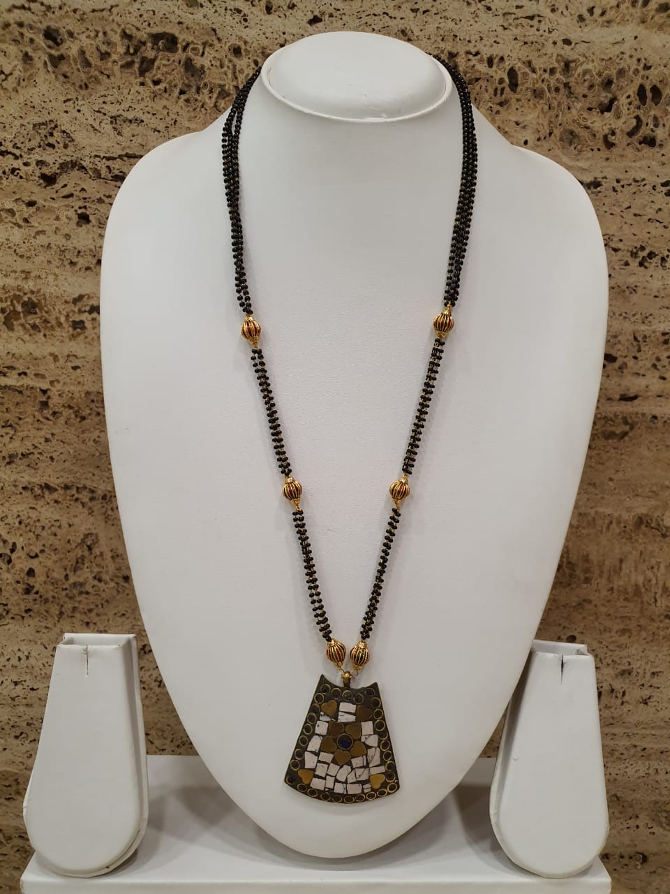 Digital Dress Room Long Mangalsutra Designs Gold Plated Latest Tibetan Multicolor Brass Pendant 24 Inches Mangalsutra
