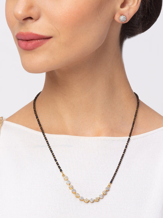Digital Dress Room Digital Dress Room Diamond Gold Plated Short Mangalsutra मंगलसूत्र Latest Design/Cz Solitaire/Black Beads Chain New Mangalsutra Designs For Women (20 Inches)