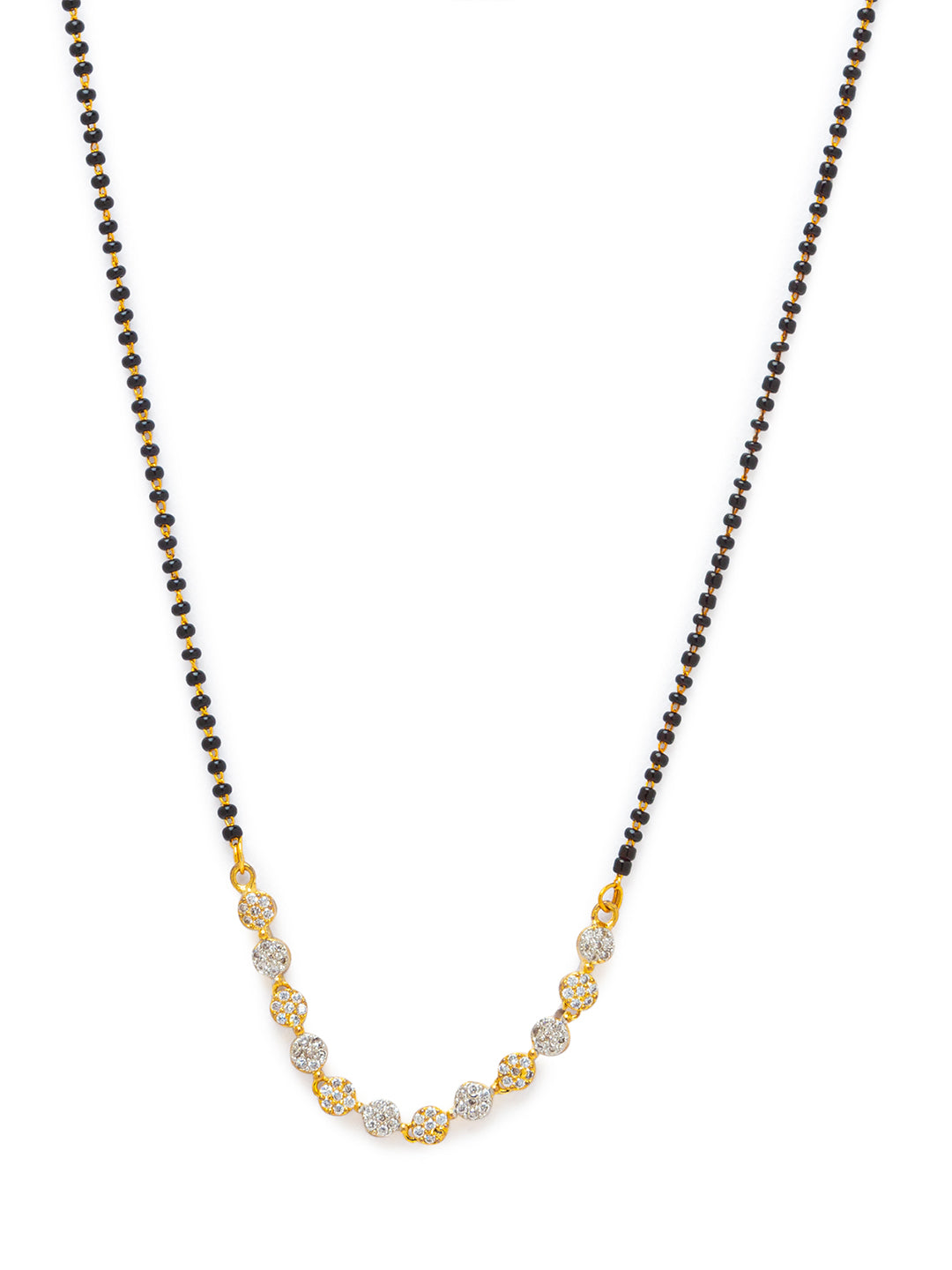 Digital Dress Room Digital Dress Room Diamond Gold Plated Short Mangalsutra मंगलसूत्र Latest Design/Cz Solitaire/Black Beads Chain New Mangalsutra Designs For Women (20 Inches)