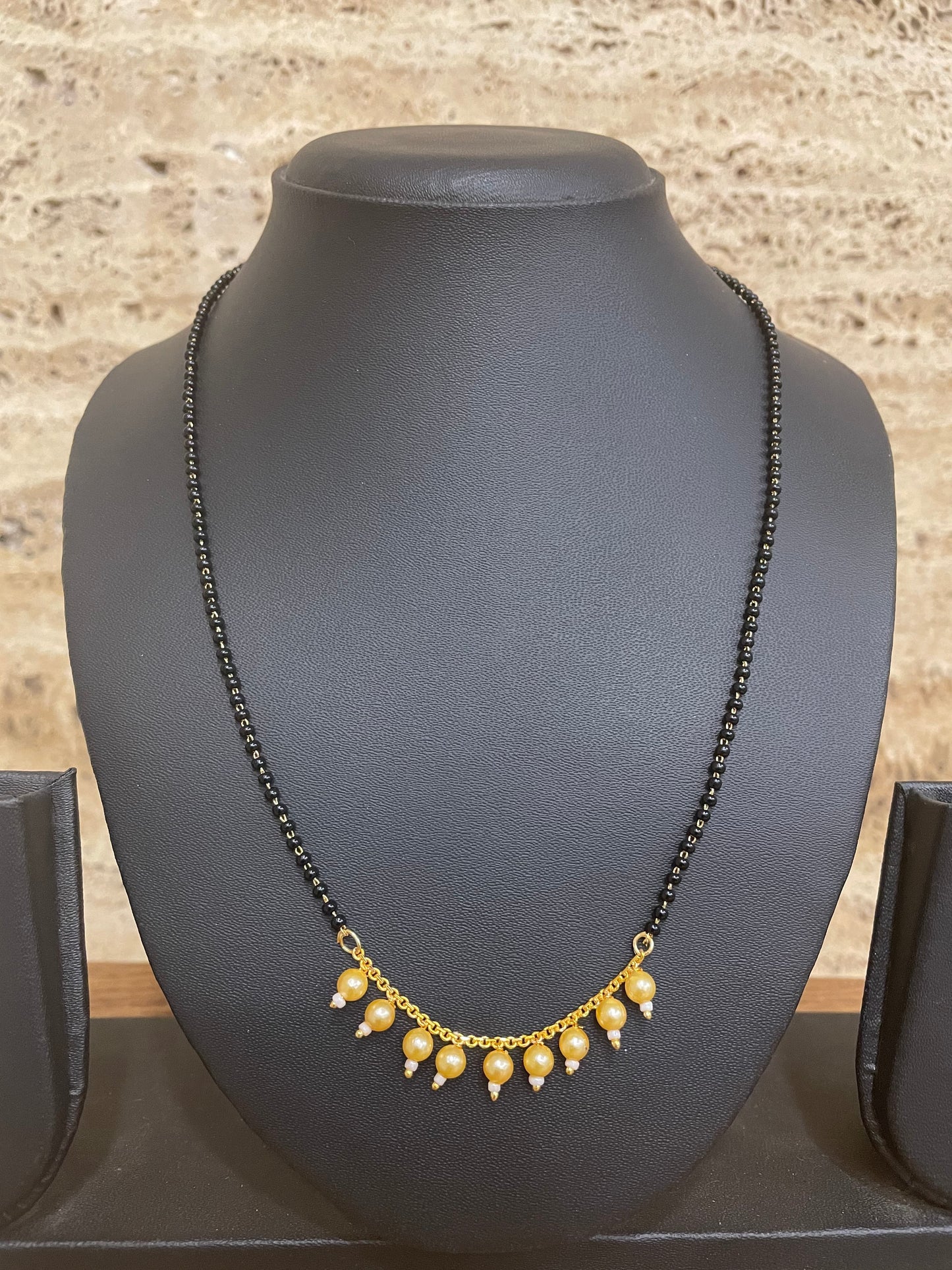 Short Mangalsutra Designs Gold Plated मंगळसूत्र Moti Pendant Fancy Wear (19 Inches)