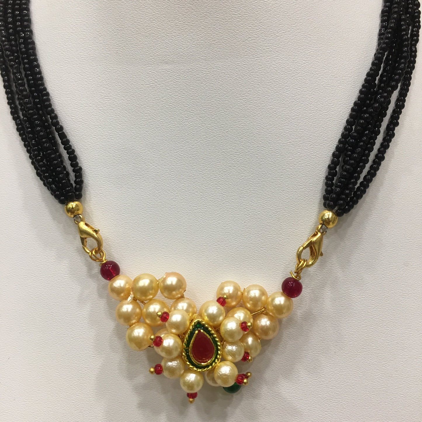 Short Mangalsutra Designs Gold Plated Latest Nath Pendant Multilayer Mangalsutra