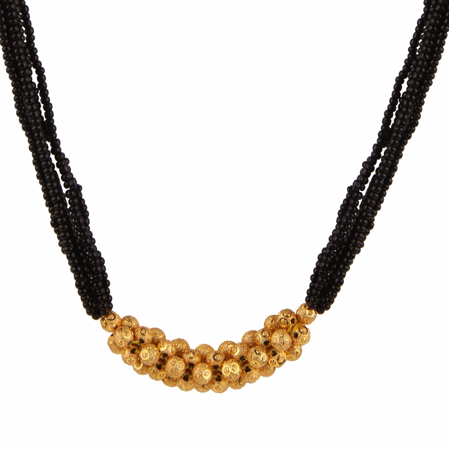 Short Mangalsutra Designs Gold Plated Latest Golden Beads Multi-Layer Mangalsutra