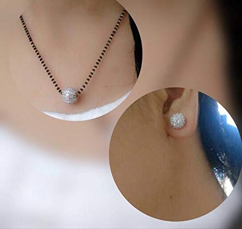 Digital Dress Room Short Mangalsutra Designs Gold Plated Latest American Diamond Round Pendant Mangalsutra