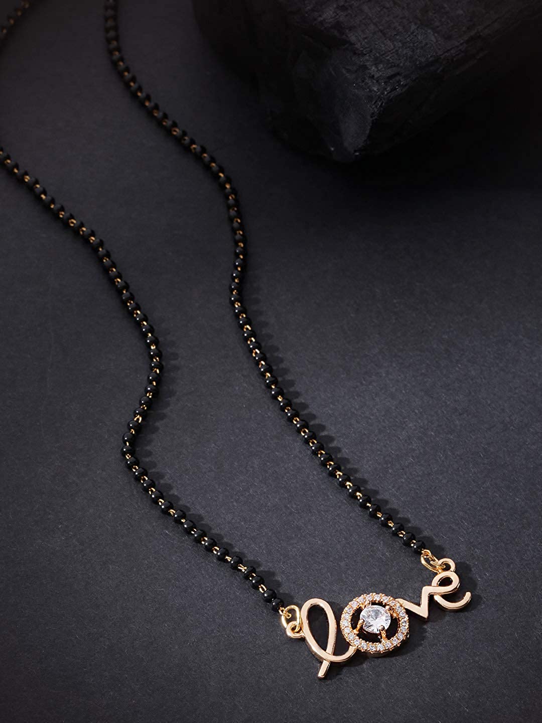 Digital Dress Room Short Mangalsutra Designs Gold Plated Latest American Diamond with Love Design Mangalsutra