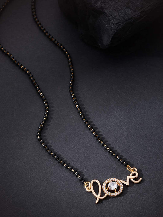 Digital Dress Room Short Mangalsutra Designs Gold Plated Latest American Diamond with Love Design Mangalsutra
